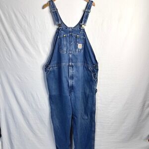 CARHARTT VTG Denim Bib Overalls Blue 48x28 Workwear Carpenter Dungarees